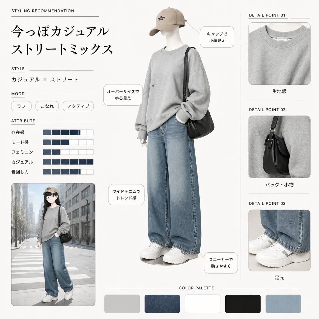 スクールライク清楚ガーリー（AIコーデ提案カード） のAI生成画像
