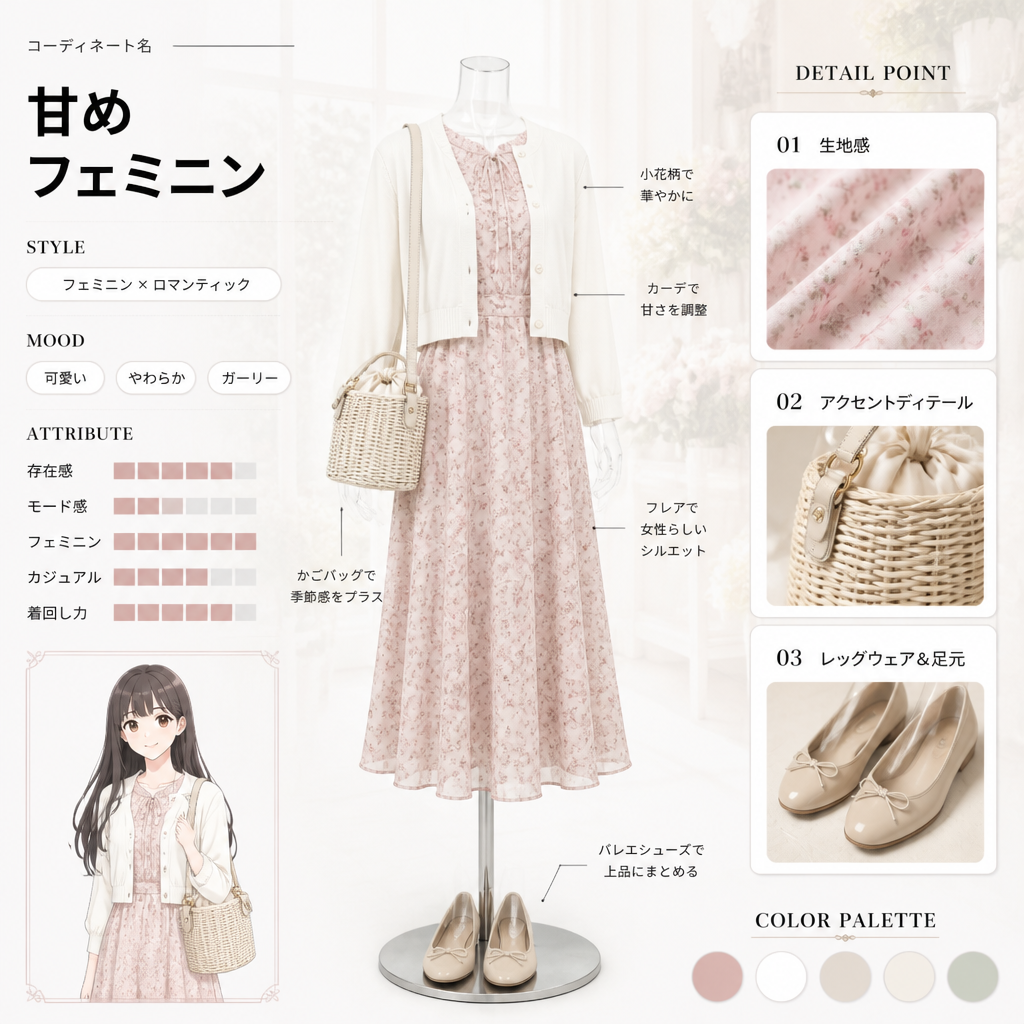 コーデ提案ボード（きれいめ大人カジュアル他） のAI生成画像