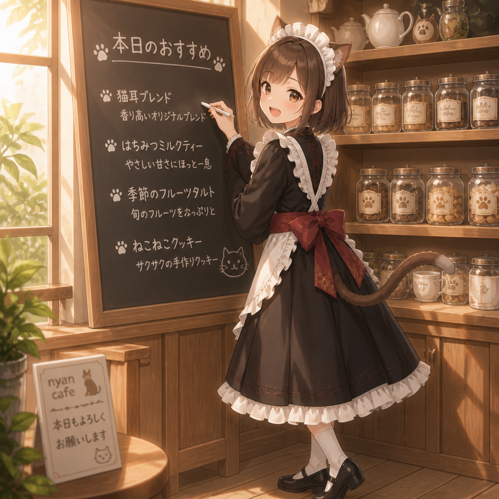 猫耳メイド喫茶 のAI生成画像