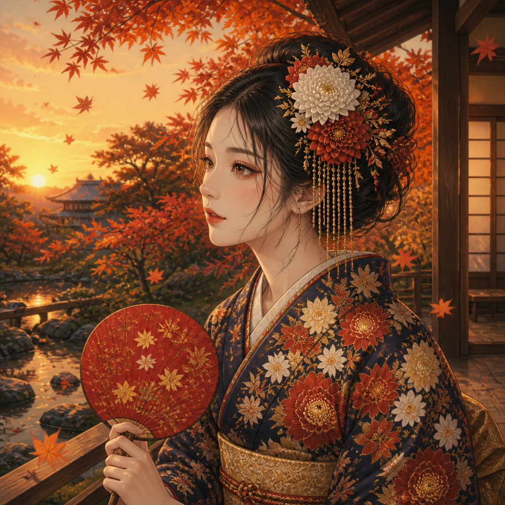 和装四季の美人 のAI生成画像