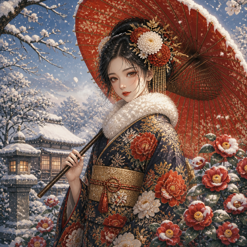 和装四季の美人 のAI生成画像