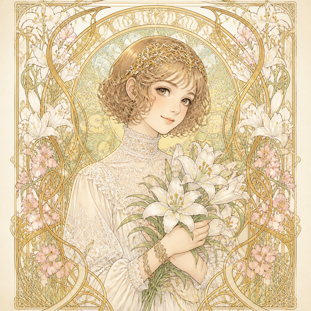 アールヌーヴォーの乙女 のAI生成画像