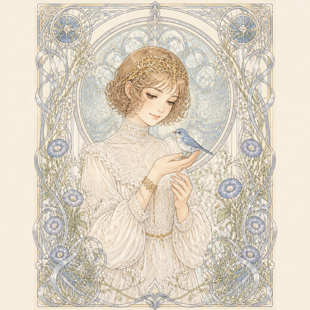 アールヌーヴォーの乙女 のAI生成画像