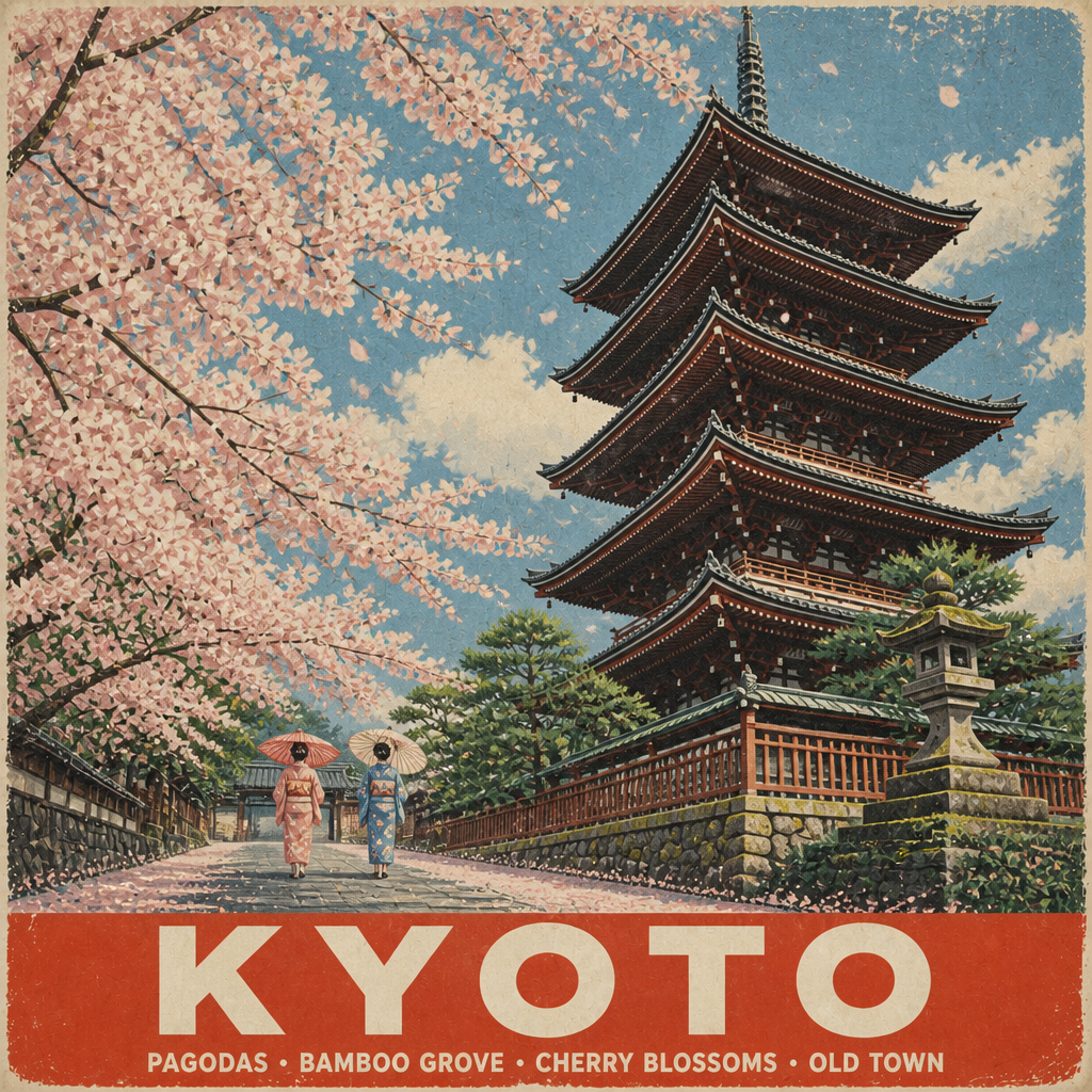 1950年代風レトロ旅行ポスター のAI生成画像