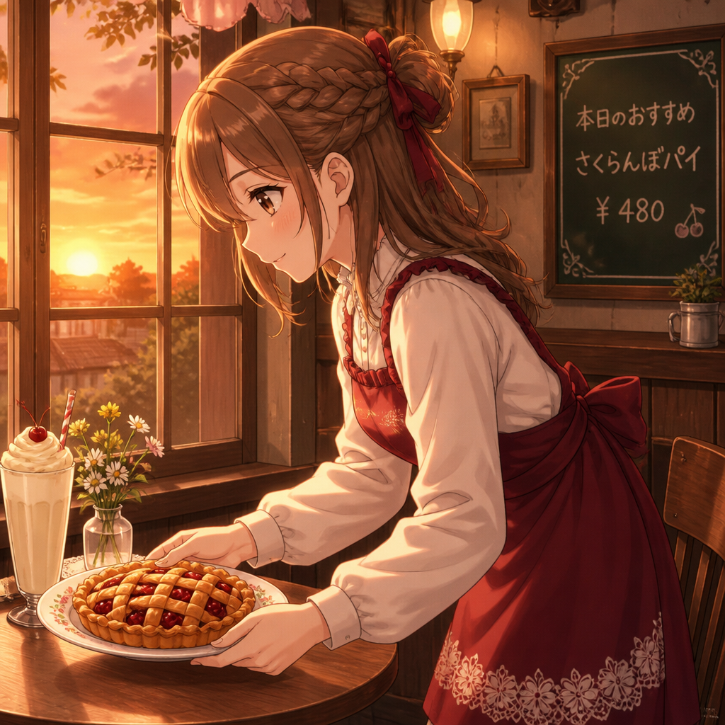 チェリーパイのカフェ店員 のAI生成画像
