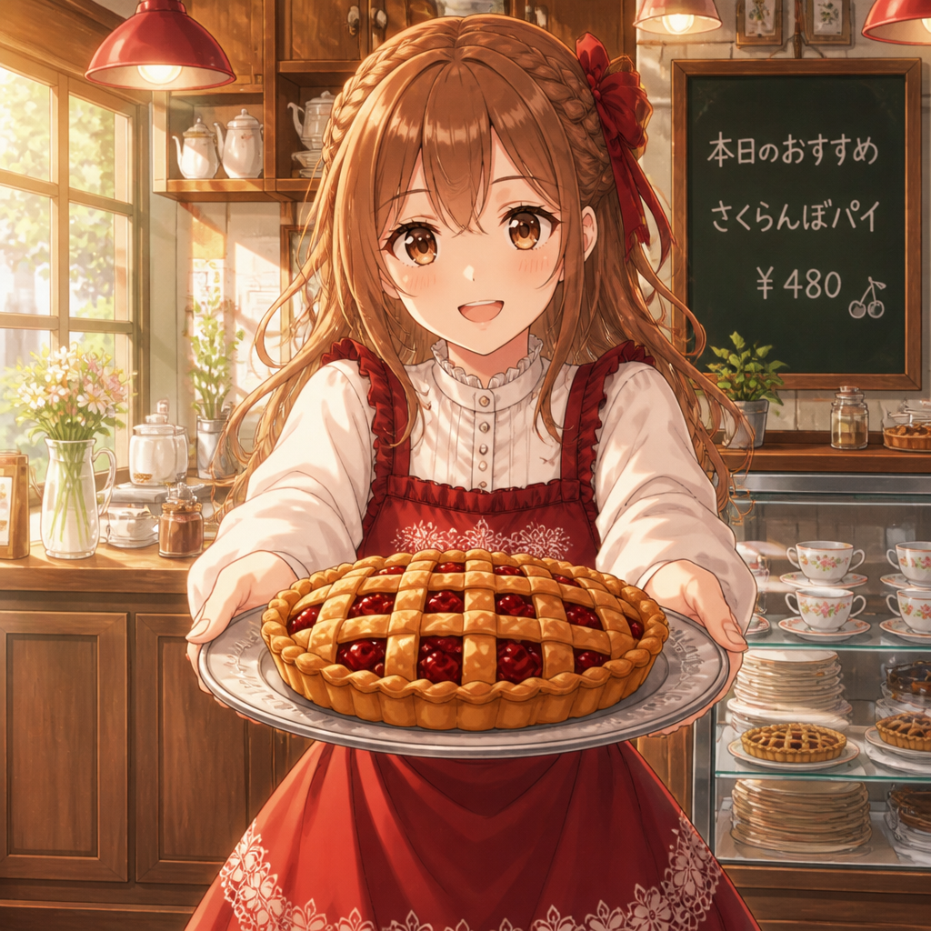 チェリーパイのカフェ店員 のAI生成画像