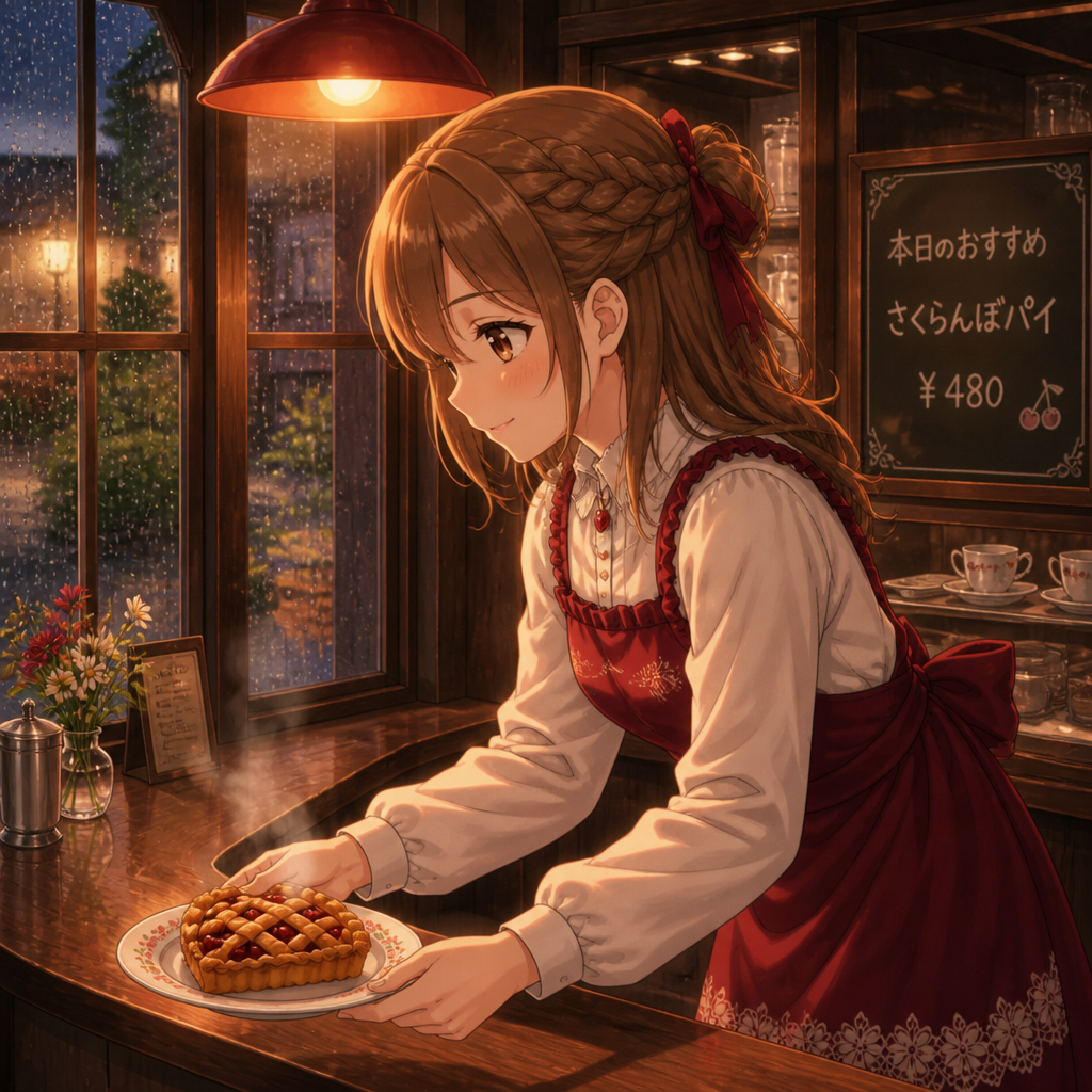 チェリーパイのカフェ店員 のAI生成画像