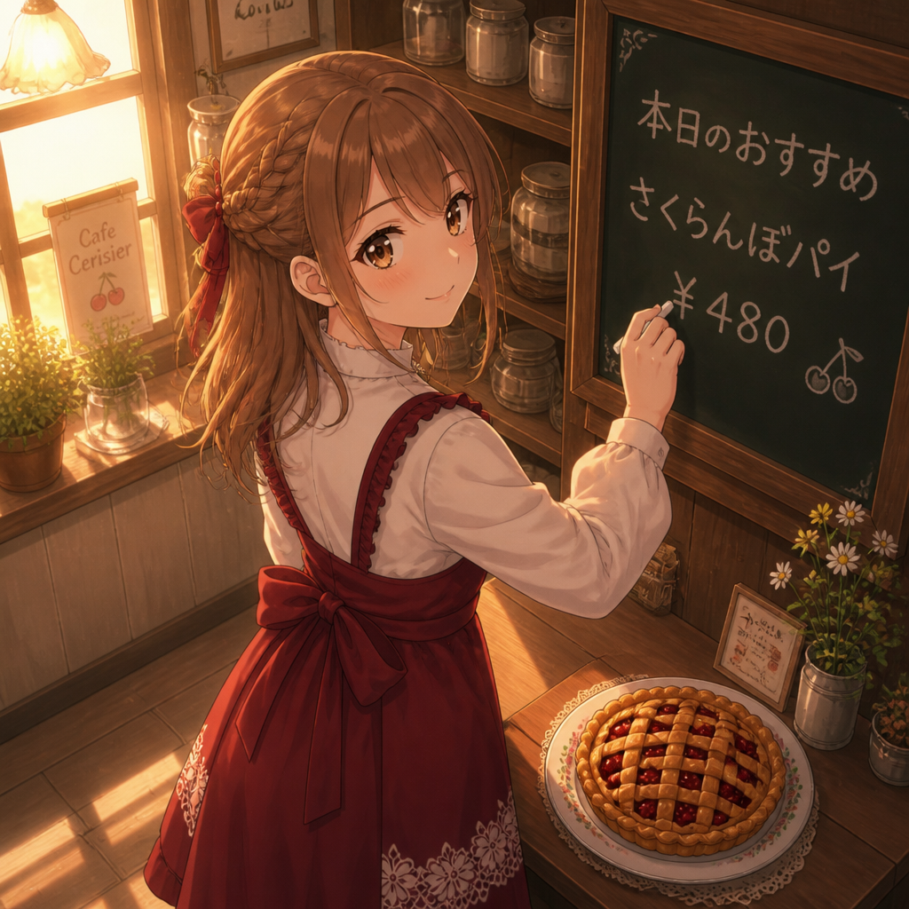 チェリーパイのカフェ店員 のAI生成画像