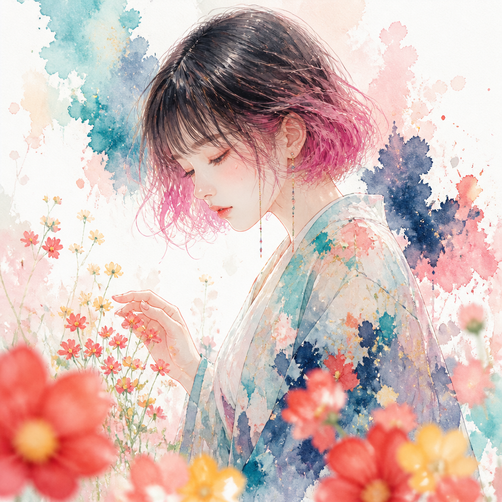 水彩に溶ける少女