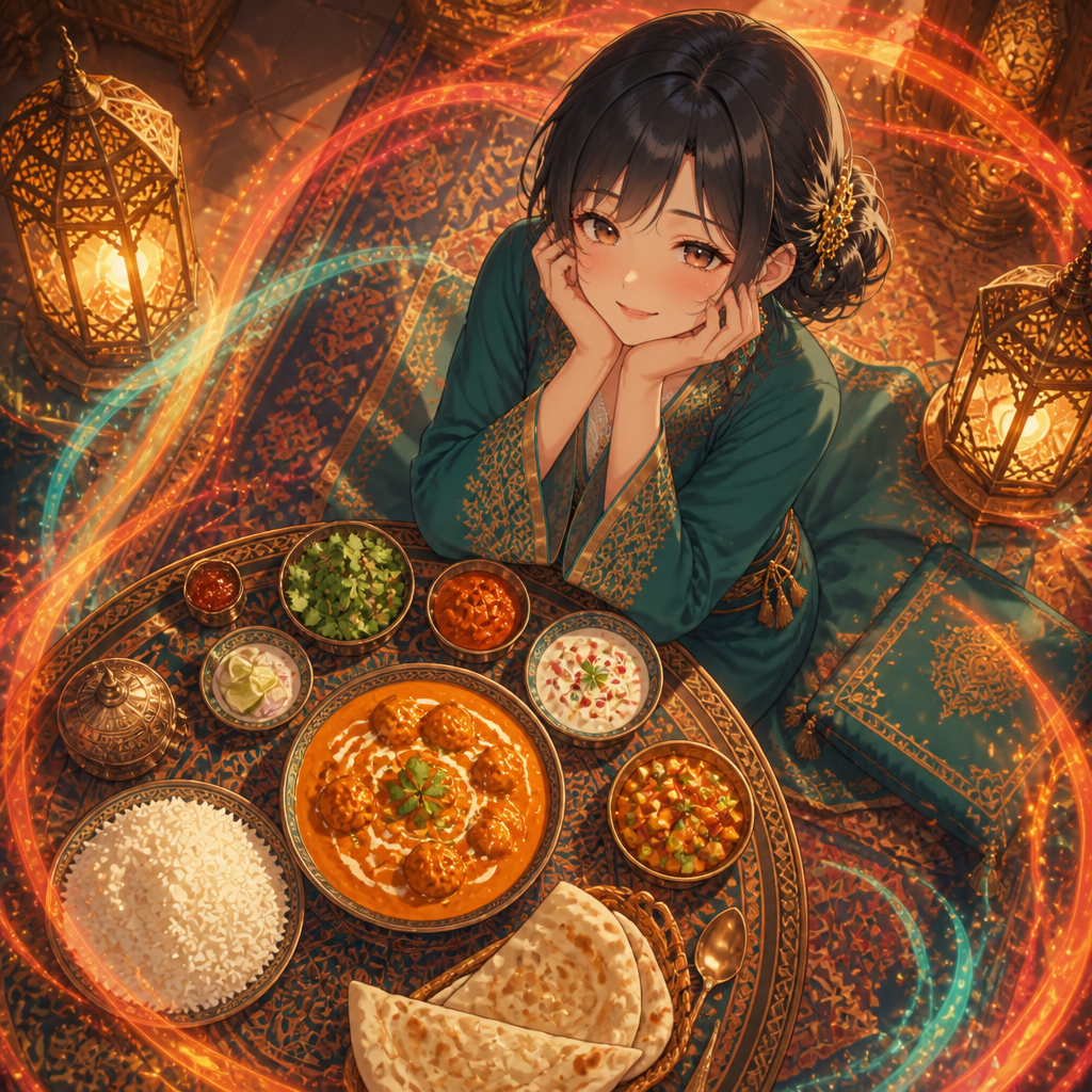 本格カレーに感動する少女 のAI生成画像