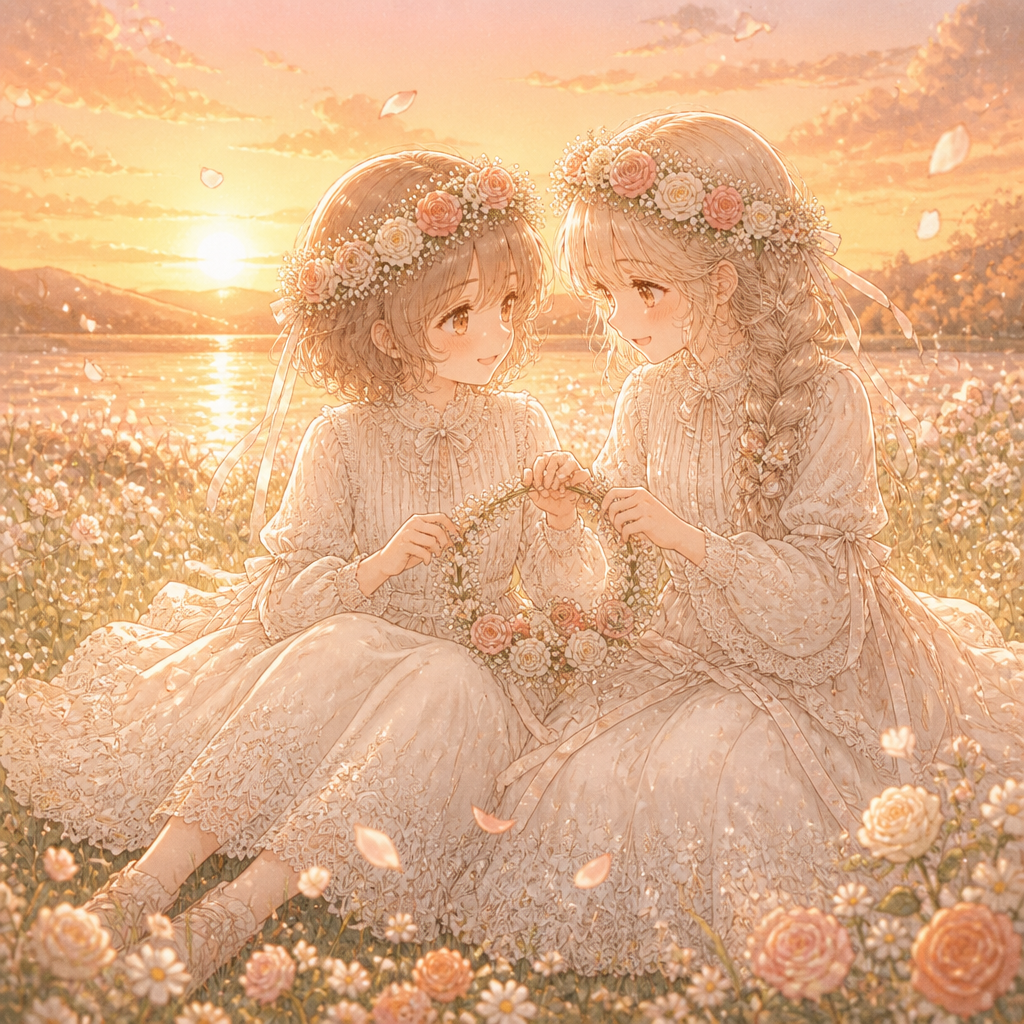 花冠の姉妹 のAI生成画像