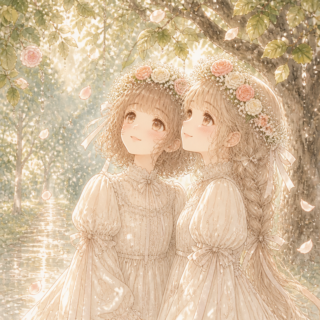 花冠の姉妹 のAI生成画像