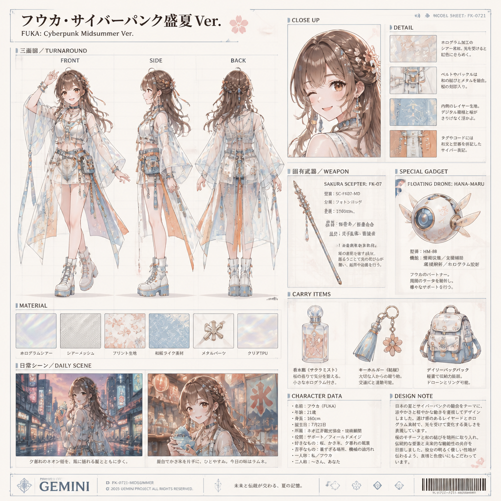 サイバーパンク夏服キャラ設定資料