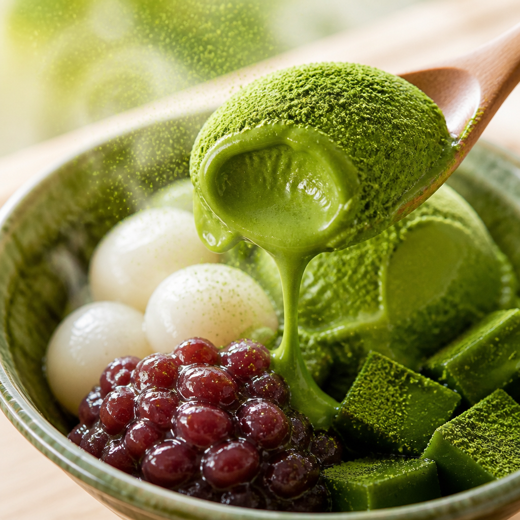 抹茶アイスの飛沫 のAI生成画像