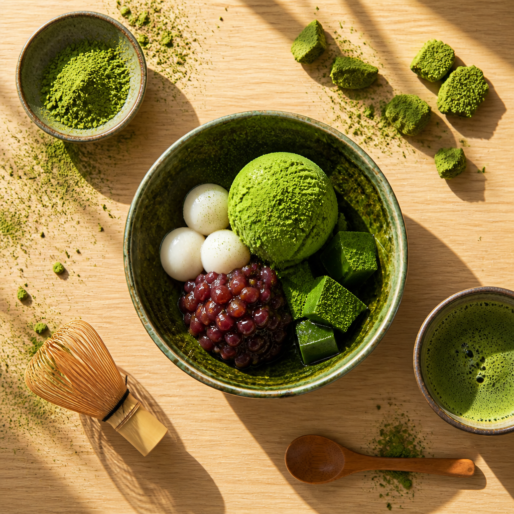 抹茶アイスの飛沫 のAI生成画像
